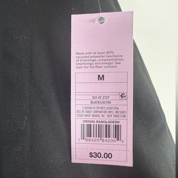 Womens Drawstring Button Fly - Elastic Waist Relaxed Fit Wide Leg Pants Black M - Picture 5 of 9